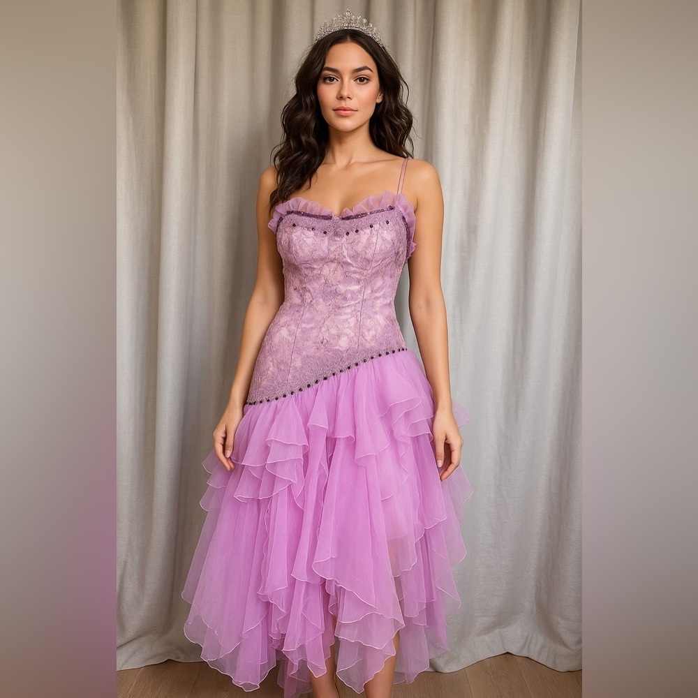 Mystique Lavender Beaded Lace Tulle Dress Sz 2 | Prom • Formal • Evening